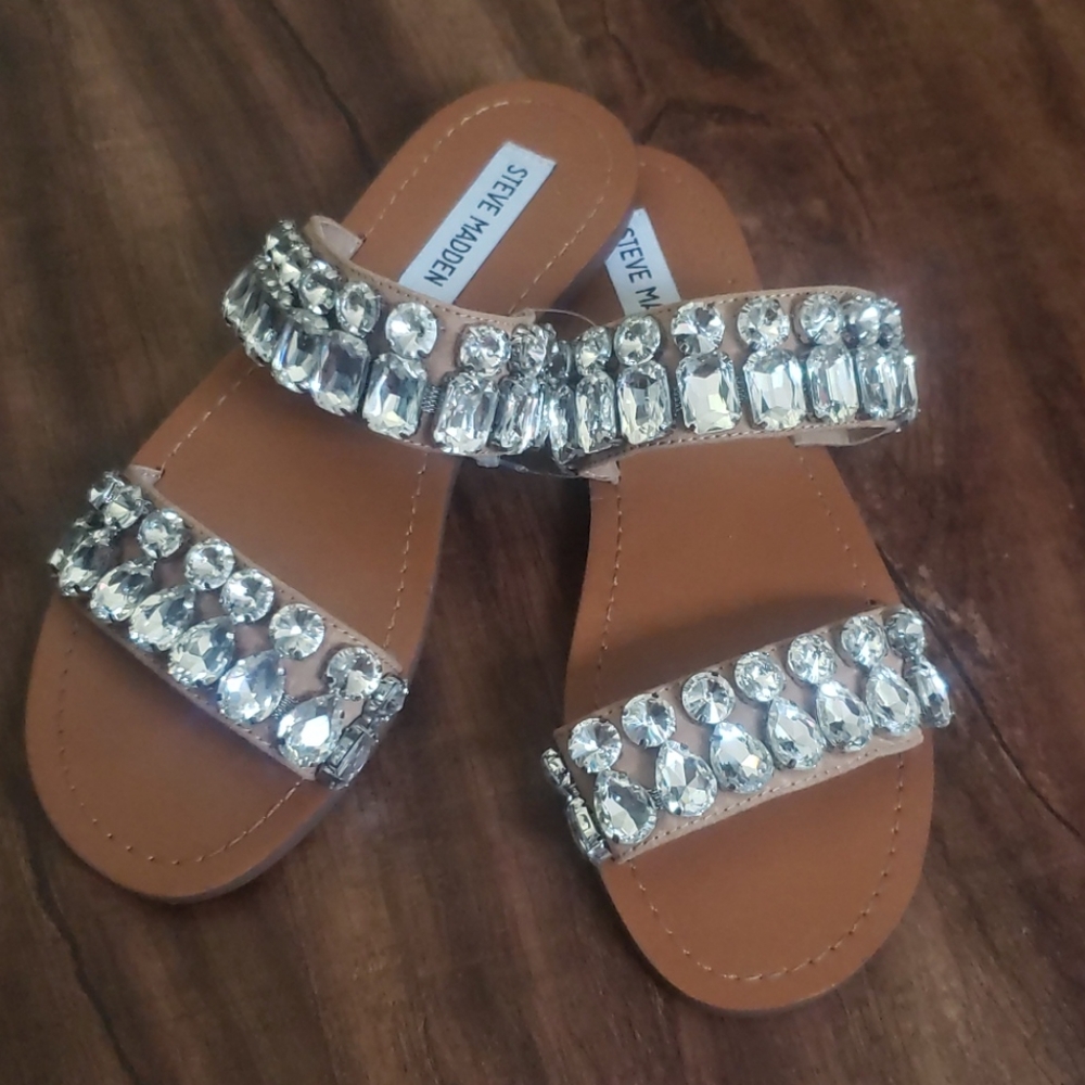 Blinged out Steve Madden slides
